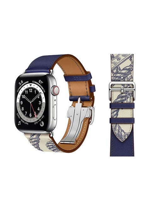 Genuine Leather Replacement Band For Apple Watch Series 6/SE/5/4/3/2/1 Encre