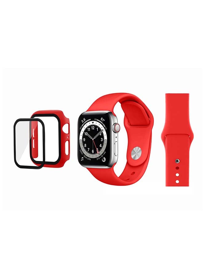 Perfii - Bumper Replacement Band For Apple Watch Series 6/SE/5/4 Red - Image 1