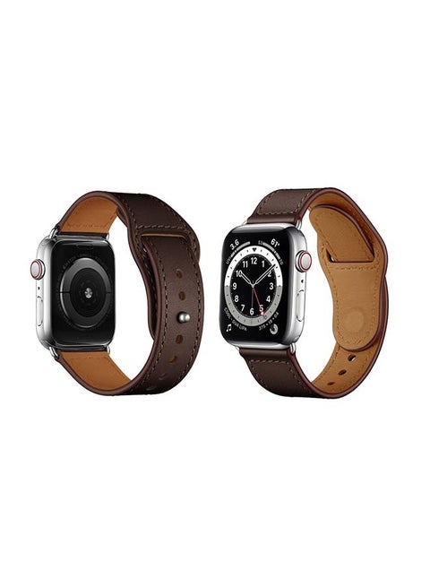 Genuine Leather Replacement Band For Apple Watch Series 6/SE/5/4/3/2/1 Dark Brown