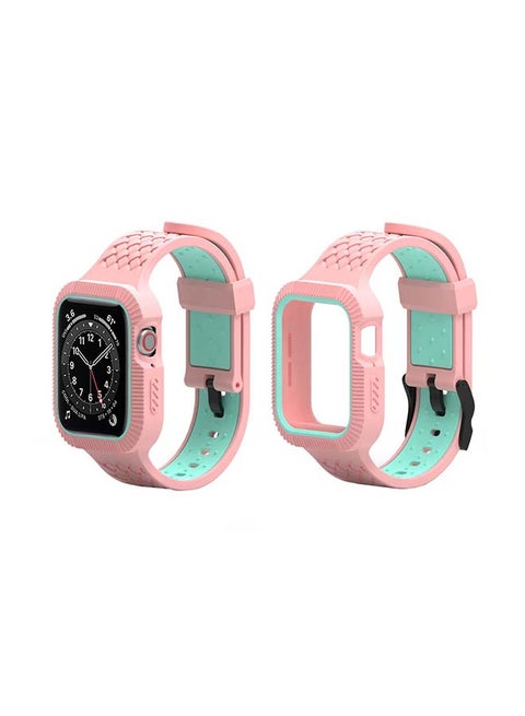 Braided Case Replacement Band For Apple Watch Series 6/SE/5/4 Pink Green