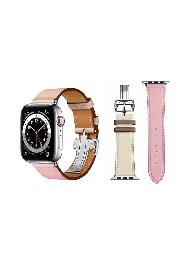 Perfii - Genuine Leather Replacement Band For Apple Watch Series 6/SE/5/4/3/2/1 Sakura - Image 1