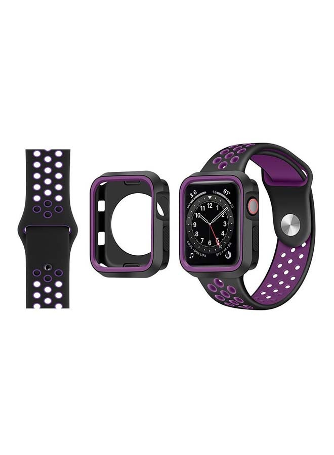Perfii Tough Case Replacement Band For Apple Watch Series 6/SE/5/4 Black Purple 