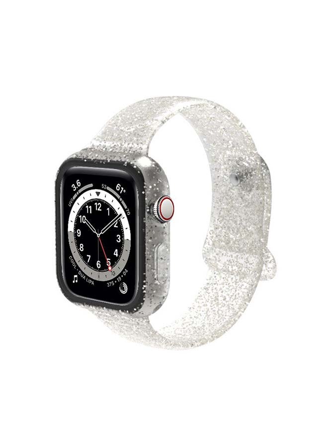 Perfii Replacement Band For Apple Watch Series 6/SE/5/4 White Glitz
