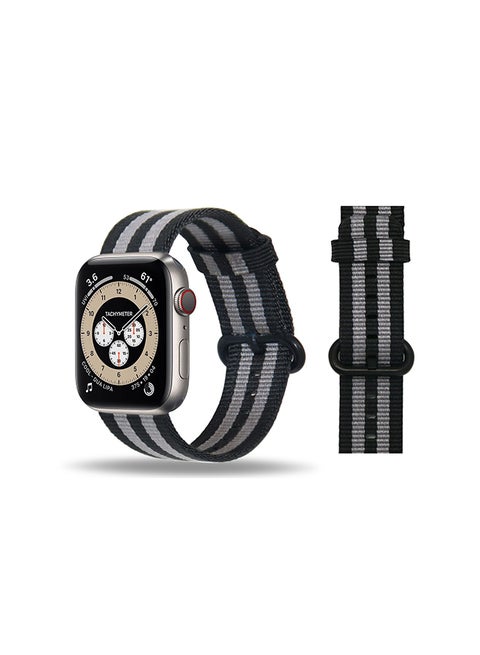 Nylon Replacement Band For Apple Watch Series 6/SE/5/4/3/2/1 Black Grey