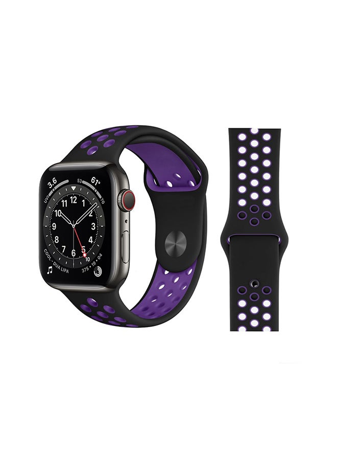 Perfii - Replacement Band For Apple Watch Series 6/SE/5/4/3/2/1 Black Purple - Image 1