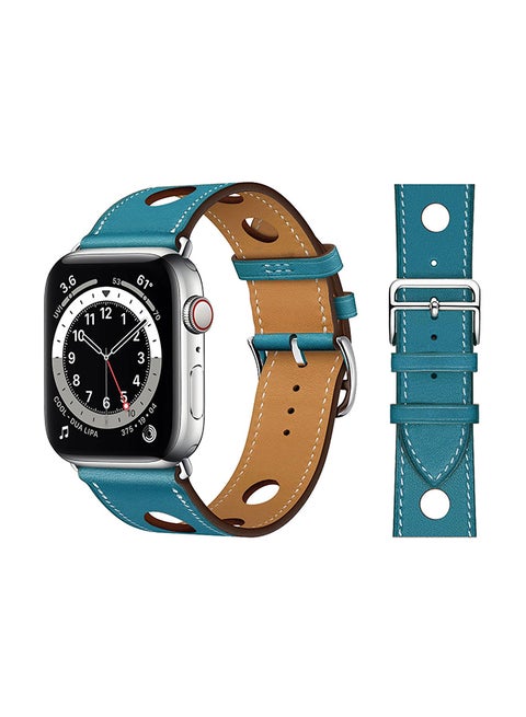 Leather Replacement Band For Apple Watch Series 6/SE/5/4/3/2/1 Sky Blue