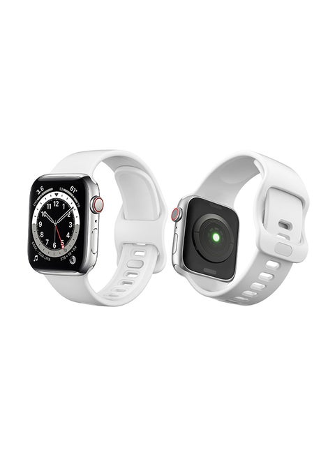 Flatpin Silicon Replacement Band For Apple Watch Series 6/SE/5/4/3/2/1 White