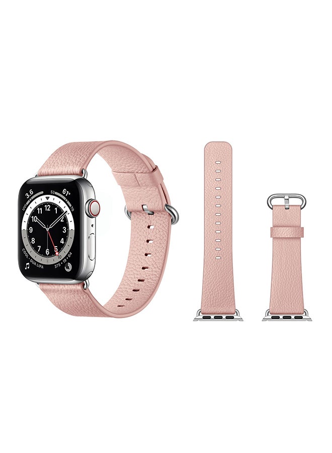 Perfii Genuine Leather Replacement Band For Apple Watch Series 6/SE/5/4/3/2/1 Pink