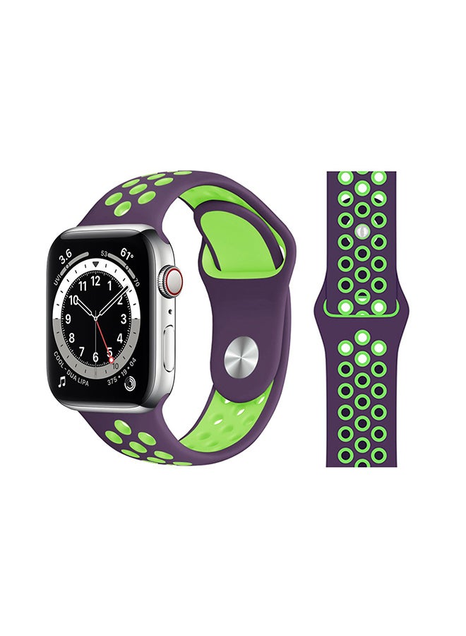 Perfii - Replacement Band For Apple Watch Series 6/SE/5/4/3/2/1 Purple Green - Image 1
