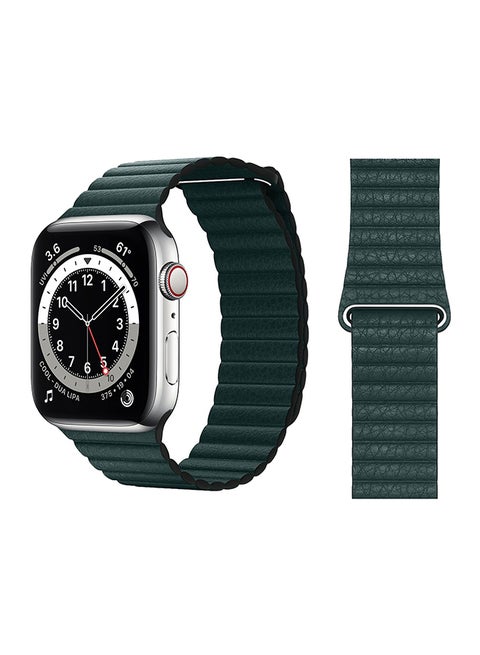 Leather Replacement Band For Apple Watch Series 6/SE/5/4/3/2/1 Forest Green