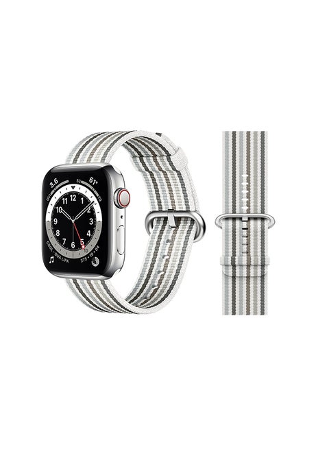 Nylon Replacement Band For Apple Watch Series 6/SE/5/4/3/2/1 White Grey