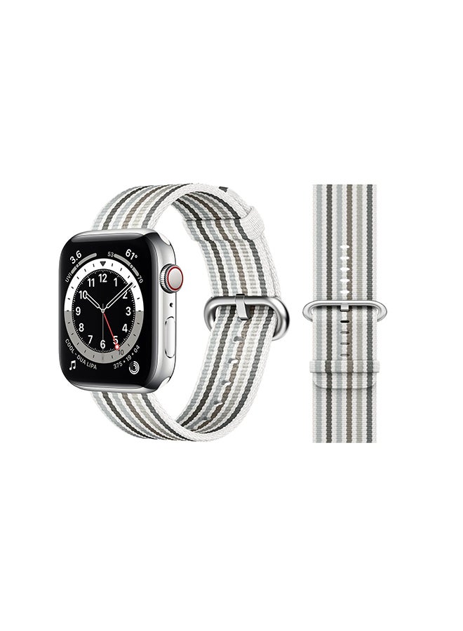 Perfii - Nylon Replacement Band For Apple Watch Series 6/SE/5/4/3/2/1 White Grey - Image 1