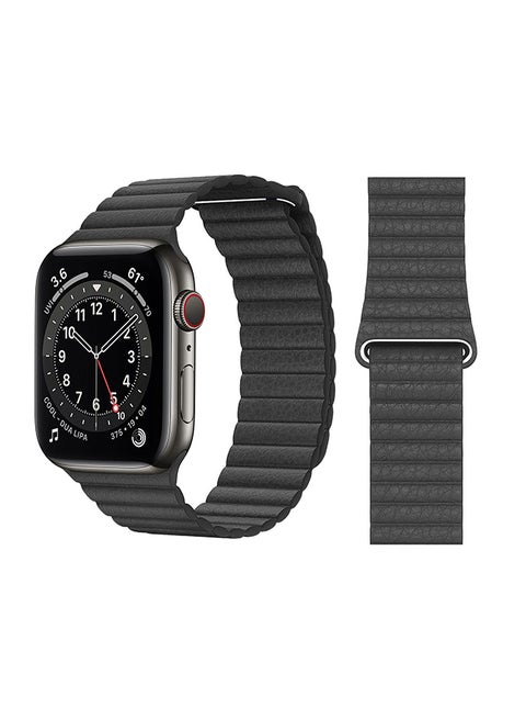 Leather Replacement Band For Apple Watch Series 6/SE/5/4/3/2/1 Black