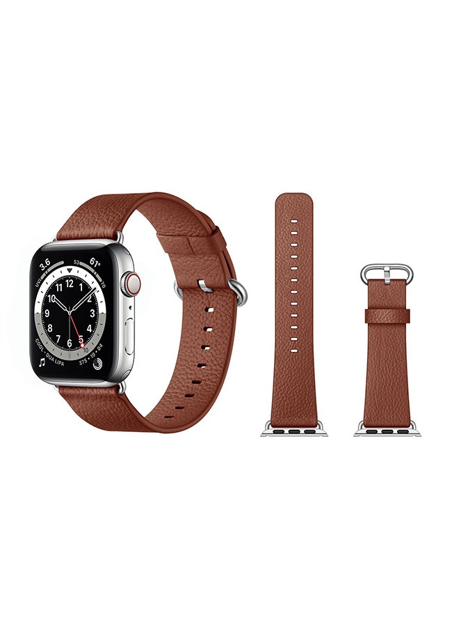 Perfii Genuine Leather Replacement Band For Apple Watch Series 6/SE/5/4/3/2/1 Brown
