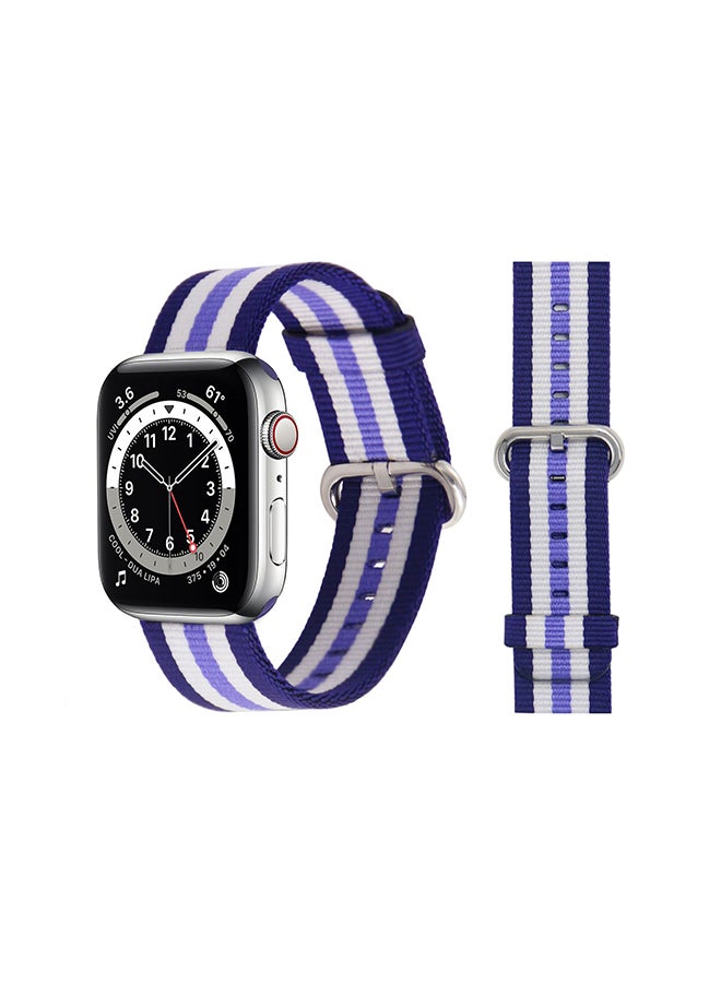 Perfii - Nylon Replacement Band For Apple Watch Series 6/SE/5/4/3/2/1 Purple Stripe - Image 1