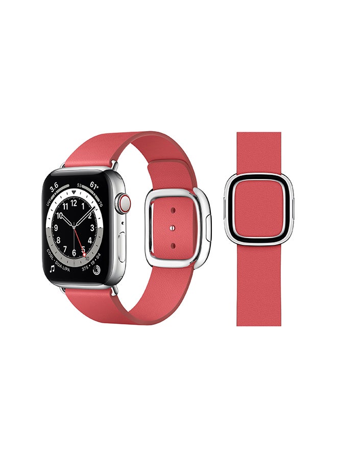 Perfii - Leather Replacement Band For Apple Watch Series 6/SE/5/4/3/2/1 Peony Pink - Image 1