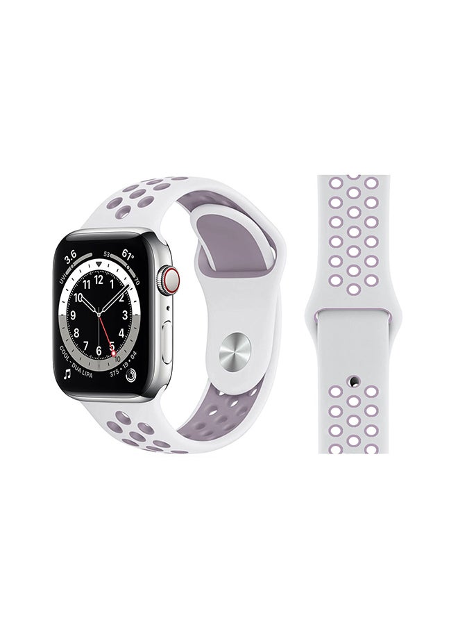 Perfii - Replacement Band For Apple Watch Series 6/SE/5/4/3/2/1 White Purple - Image 1