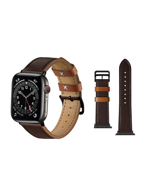 Genuine Leather Replacement Band For Apple Watch Series 6/SE/5/4/3/2/1 Brown