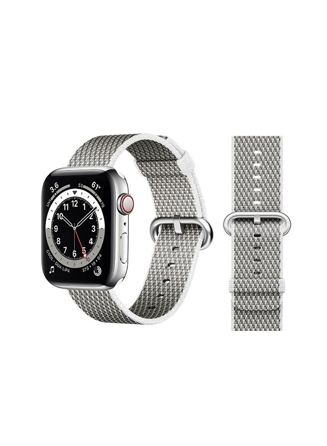 Perfii - Nylon Replacement Band For Apple Watch Series 6/SE/5/4/3/2/1 White Check - Image 1