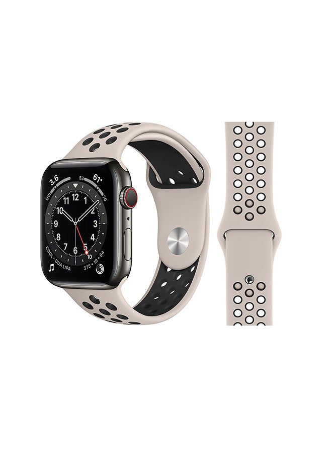 Perfii - Replacement Band For Apple Watch Series 6/SE/5/4/3/2/1 Desert Pink Black - Image 1