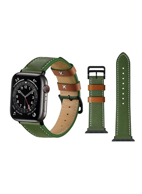 Genuine Leather Replacement Band For Apple Watch Series 6/SE/5/4/3/2/1 Forest Green