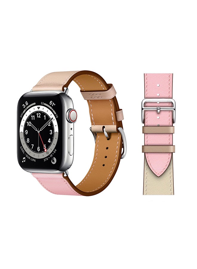 Perfii - Genuine Leather Replacement Band For Apple Watch Series 6/SE/5/4/3/2/1 Rose Sakura - Image 1