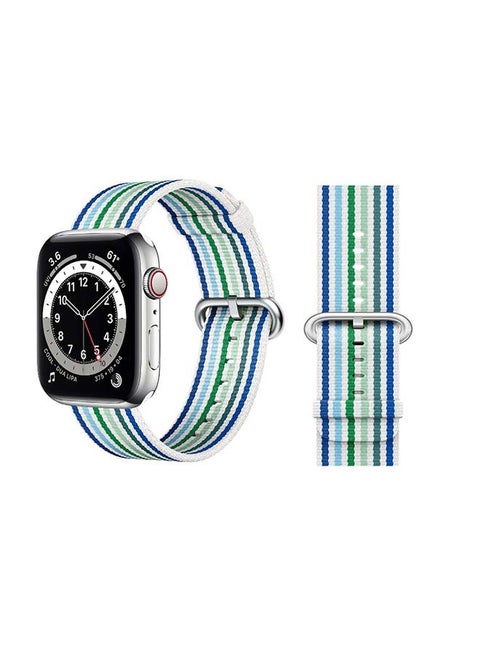 Nylon Replacement Band For Apple Watch Series 6/SE/5/4/3/2/1 White Blue
