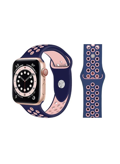 Silicone Replacement Band For Apple Watch Series 6/SE/5/4/3/2/1 Ocear Blue Pink