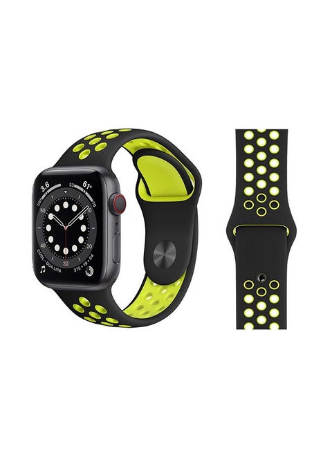 Replacement Band For Apple Watch Series 6/SE/5/4/3/2/1 Black Volt Green
