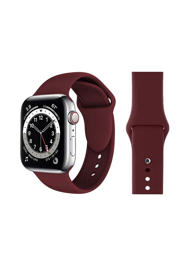 Perfii - Replacement Band For Apple Watch Series 6/SE/5/4/3/2/1 Wine Red - Image 1