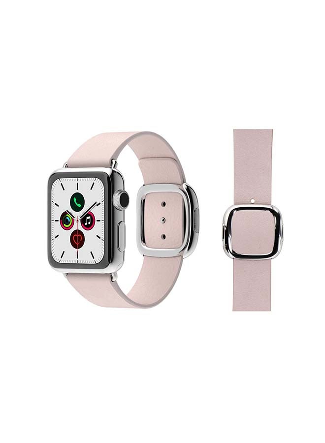 Perfii - Leather Replacement Band For Apple Watch Series 6/SE/5/4/3/2/1 Pink - Image 1