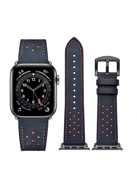 Genuine Leather Replacement Band For Apple Watch Series 6/SE/5/4/3/2/1 Dark Blue