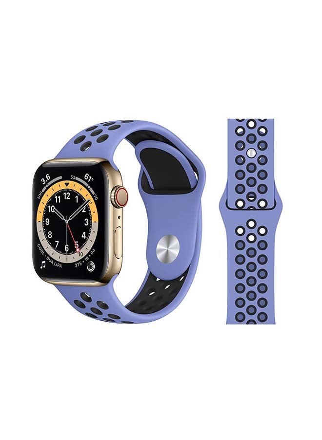 Perfii - Replacement Band For Apple Watch Series 6/SE/5/4/3/2/1 Royal Purple Black - Image 1