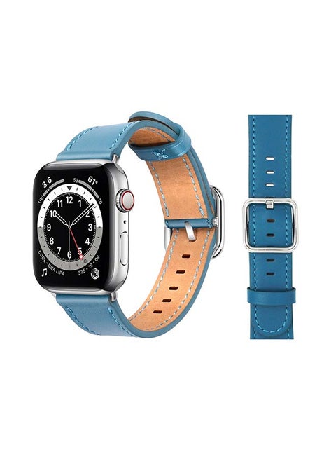 Leather Replacement Band For Apple Watch Series 6/SE/5/4/3/2/1 Blue