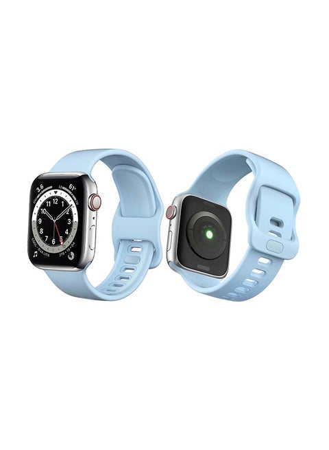 Flatpin Silicon Replacement Band For Apple Watch Series 6/SE/5/4/3/2/1 Light Blue