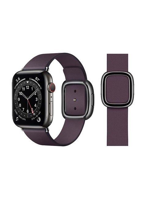 Leather Replacement Band For Apple Watch Series 6/SE/5/4/3/2/1 Aubergine
