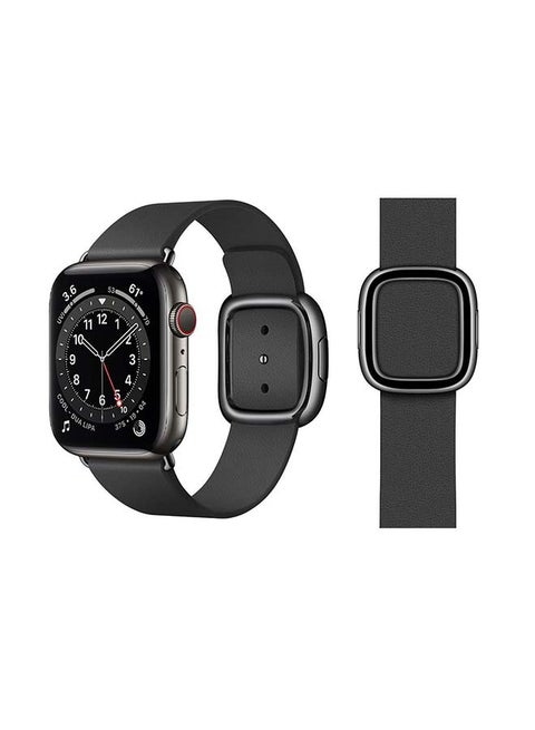 Leather Replacement Band For Apple Watch Series 6/SE/5/4/3/2/1 Black