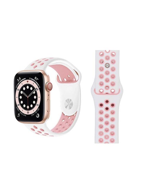 Replacement Band For Apple Watch Series 6/SE/5/4/3/2/1 White Light Pink