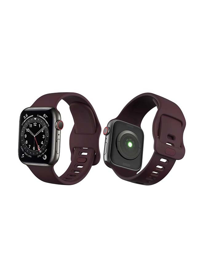 بيرفيي سوار بديل من السيليكون مع مشبك مسطح لساعة آبل من السلسلة 1/2/3/4/5/SE/6 أحمر داكن