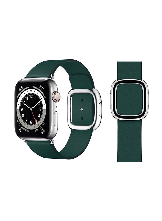 Perfii - Leather Replacement Band For Apple Watch Series 6/SE/5/4/3/2/1 Forest Green - Image 1