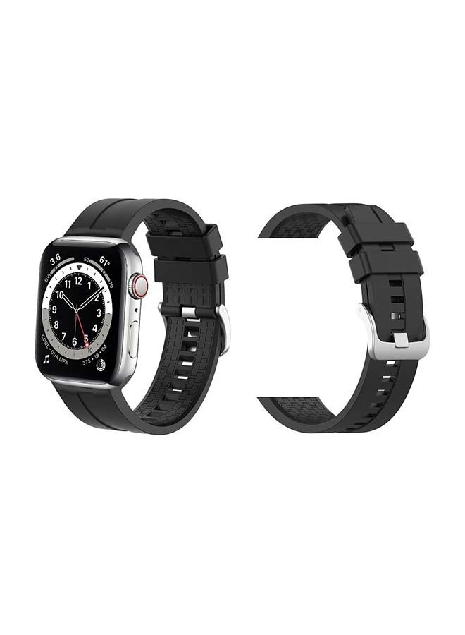 Perfii Silicon Replacement Band For Apple Watch Series 6/SE/5/4/3/2/1 Black 