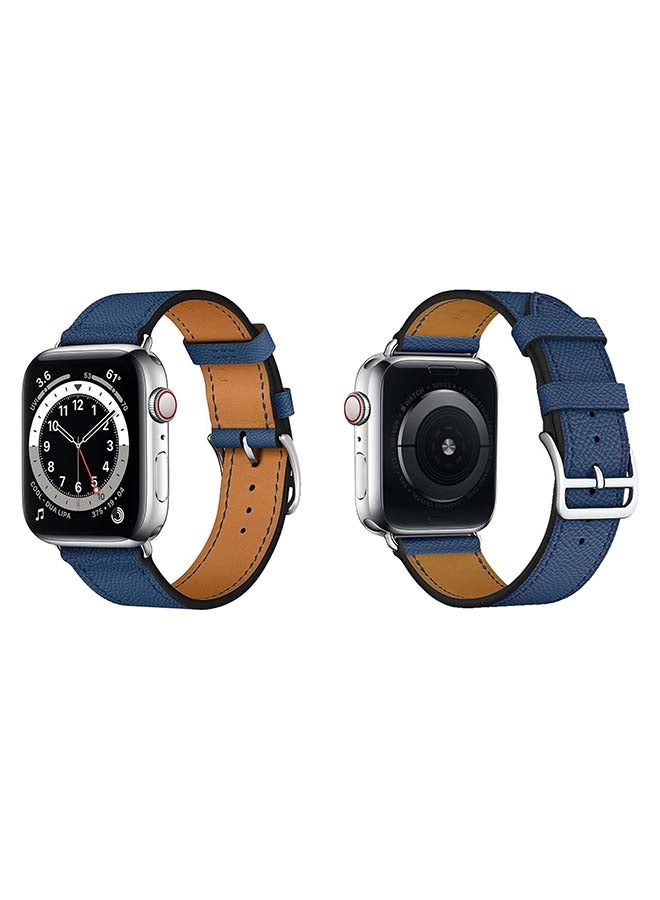 Perfii - Genuine Leather Replacement Band For Apple Watch Series 6/SE/5/4/3/2/1 Royal Blue - Image 1