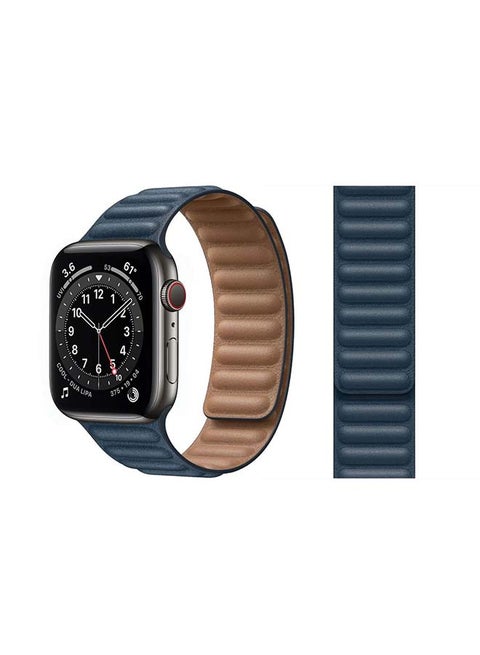 Link Leather Replacement Band For Apple Watch Series 6/SE/5/4/3/2/1 Baltic Blue