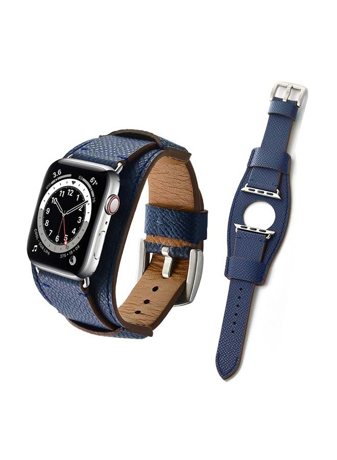 بيرفيي سوار بديل من الجلد لساعة أبل سلسلة 6/SE/5/4/3/2/1 أزرق داكن