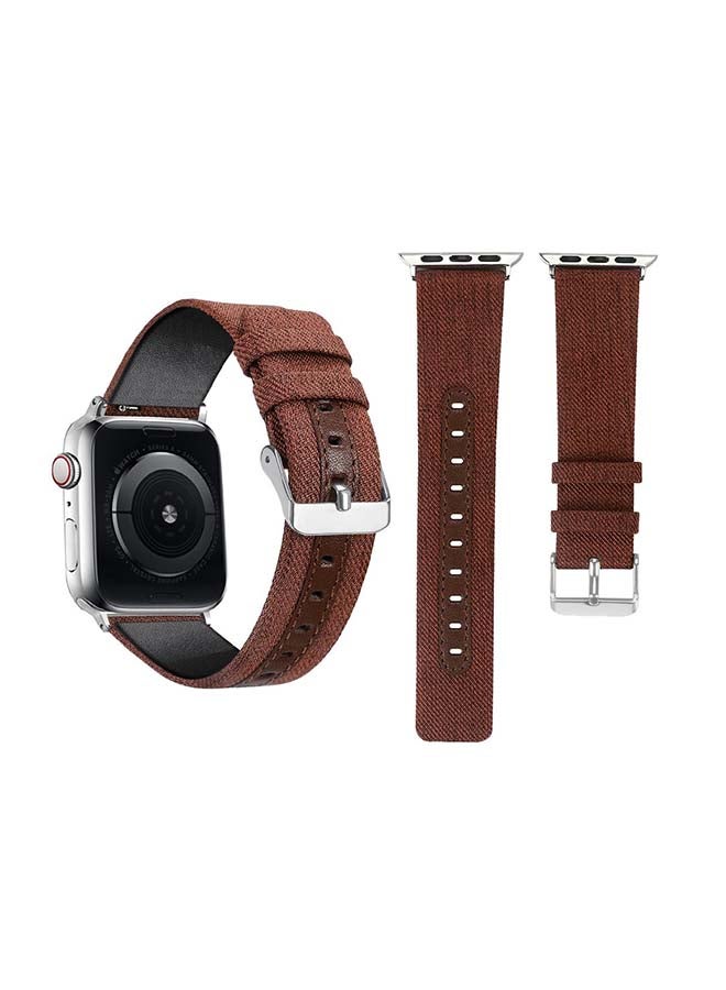 Perfii - Stylish Replacement Band For Apple Watch Series 6/SE/5/4/3/2/1 Dark Brown - Image 1