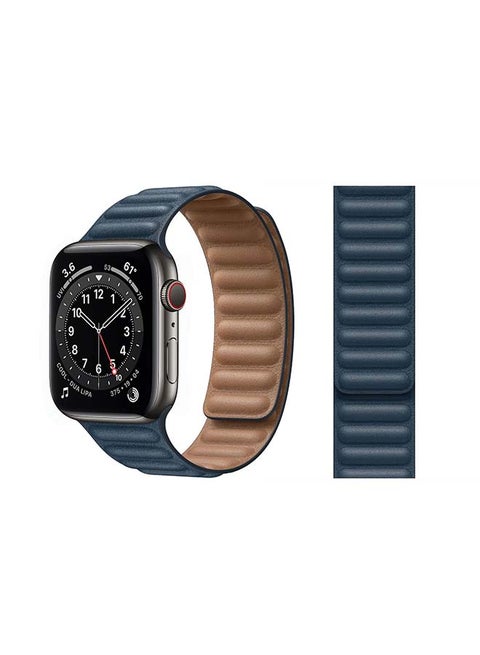 Link Leather Replacement Band For Apple Watch Series 6/SE/5/4/3/2/1 Baltic Blue