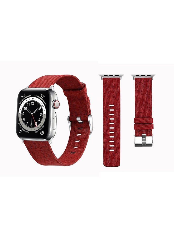 Perfii Fabric Replacement Band For Apple Watch Series 6/SE/5/4/3/2/1 Wine Red