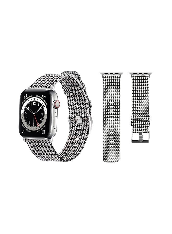 Perfii Fabric Replacement Band For Apple Watch Series 6/SE/5/4/3/2/1 Black White