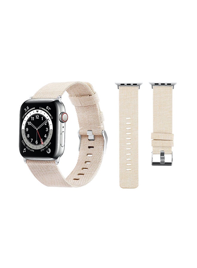 Perfii Fabric Replacement Band For Apple Watch Series 6/SE/5/4/3/2/1 Beige Cream