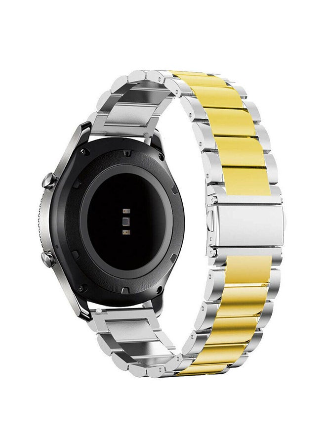 O Ozone Replacement Metal Strap Wristband for Galaxy Watch 3 Silver with Gold - Image 2